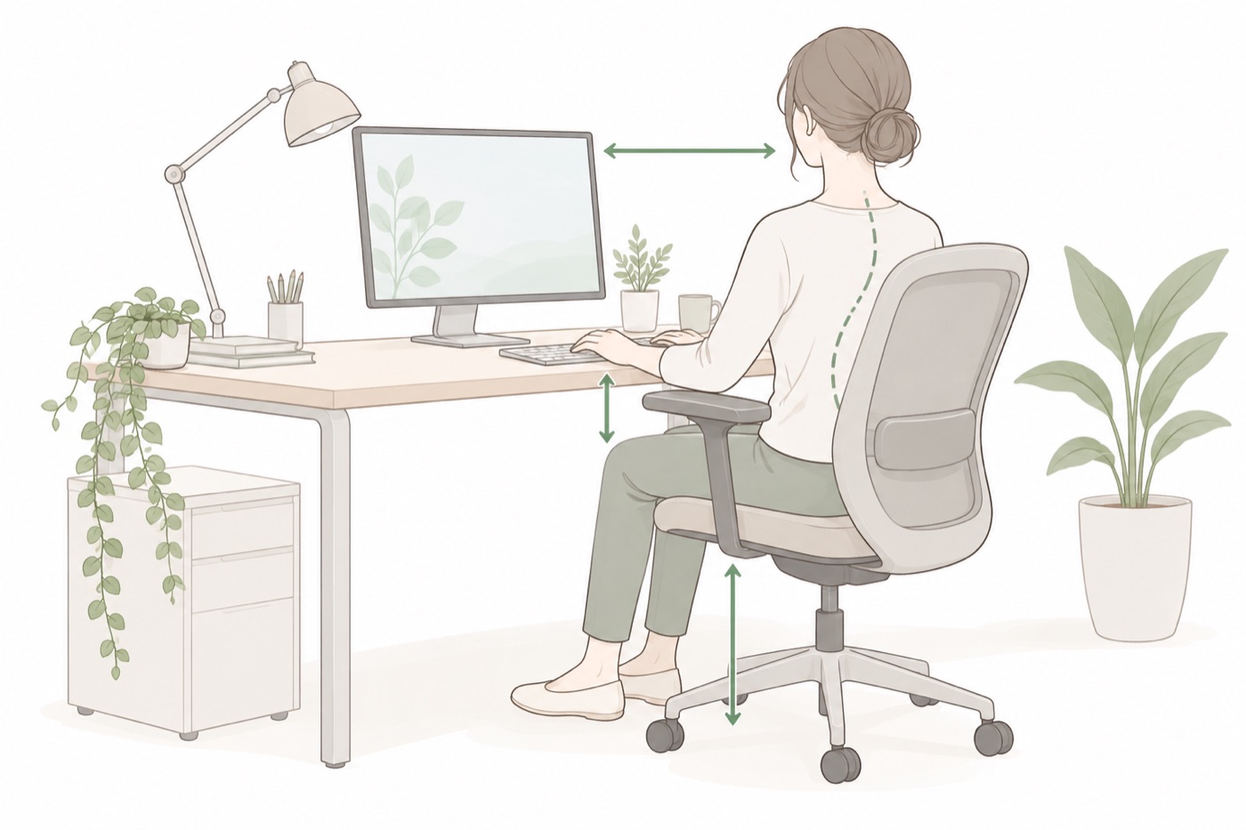 デスクまわりで先に変える3つの数字｜厚生労働省のガイドラインからのイラスト - 美容整体ReLUMI天王寺