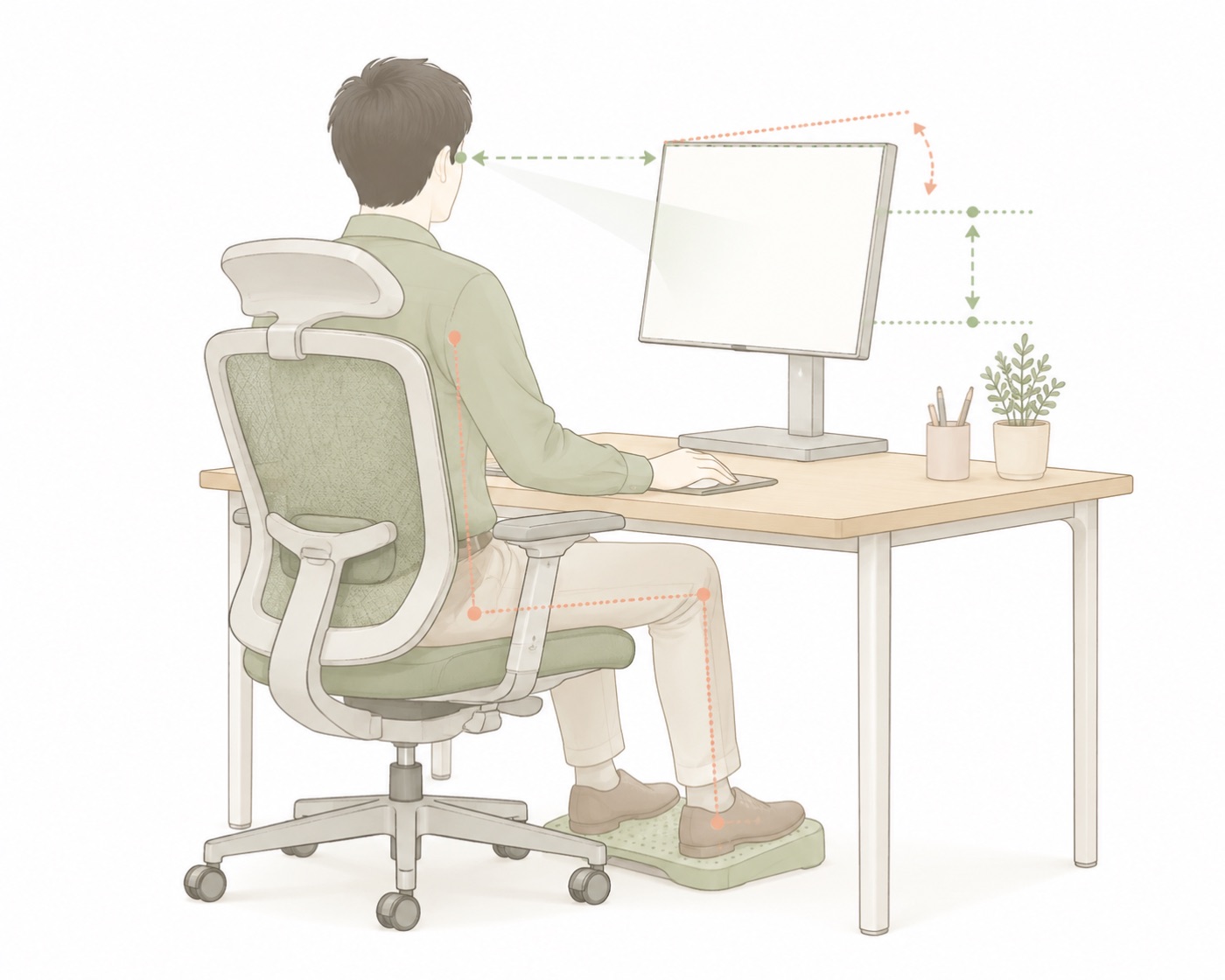 デスクまわりで先に変える3つの数字|厚生労働省のガイドラインからのイラスト - 美容整体ReLUMI天王寺