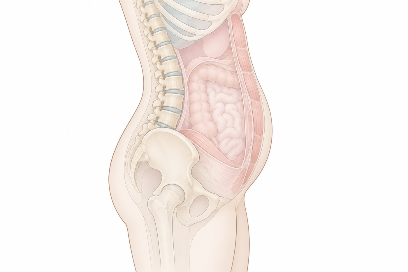 体重は同じなのに下腹が出て見えるのはなぜですか?のイラスト - 美容整体ReLUMI天王寺