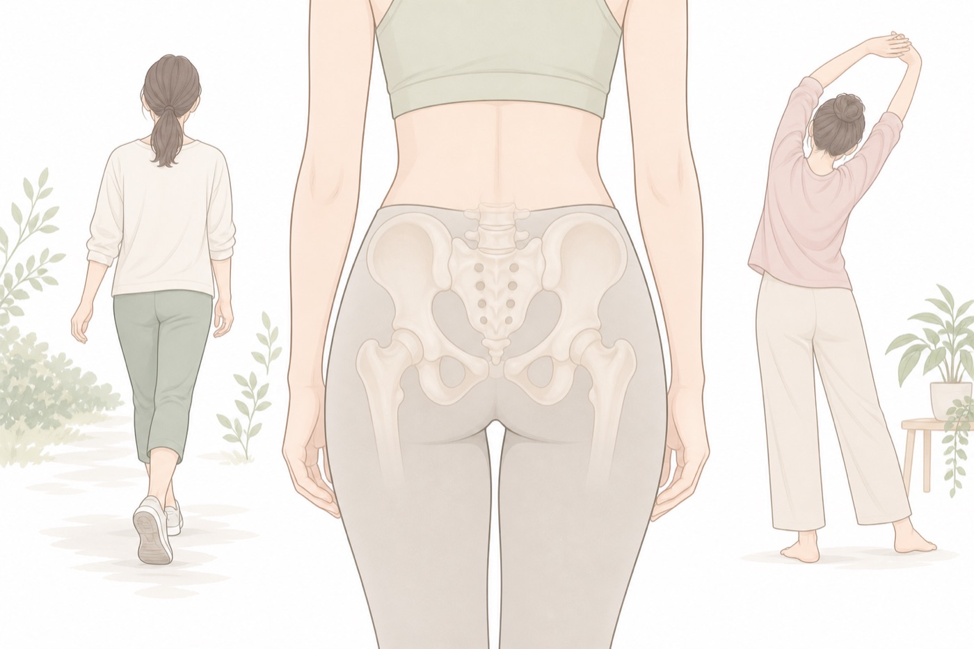 施術の間の日に、骨盤まわりのためにできることは?のイラスト - 美容整体ReLUMI天王寺