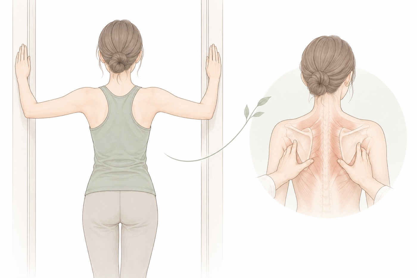 巻き肩ストレッチは、矯正と一緒にやったほうがいいですか？のイラスト - 美容整体ReLUMI天王寺